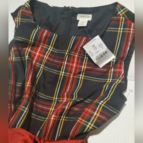 Crewcuts Holiday Tartan Plaid Girls Dress with Red Bow  NWT - Picture 3 of 5
